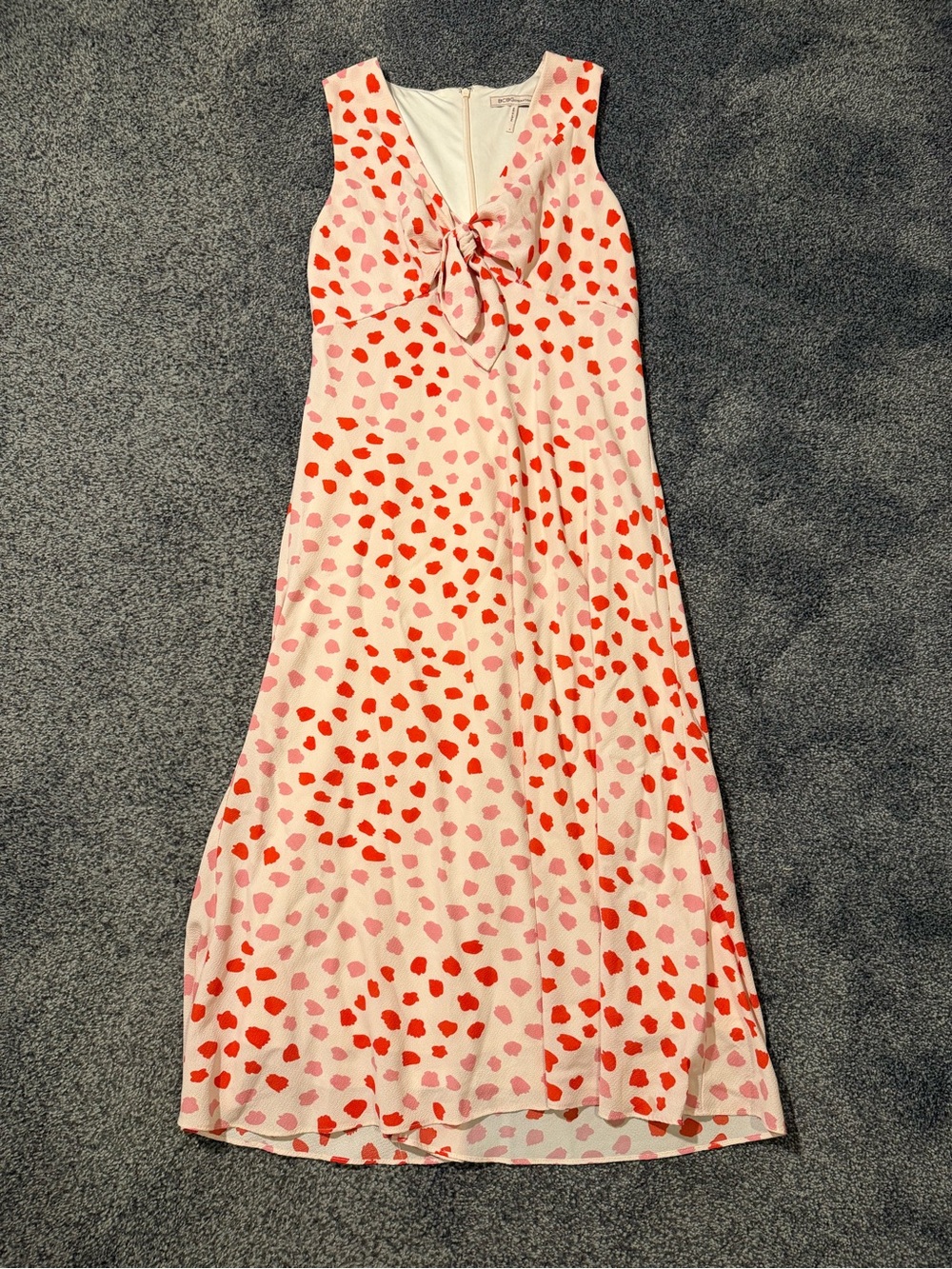 BCBGeneration White Dress with Red and Pink Spot Print